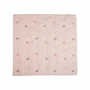 NEW CRANE BABY parker pom pom blanket in pink